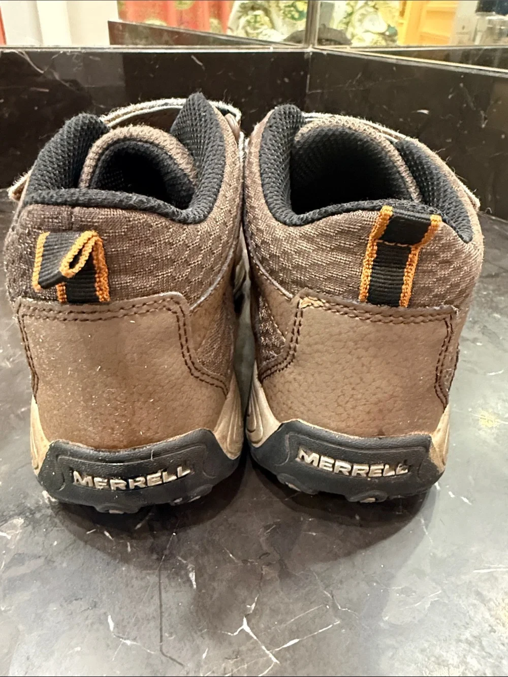 Boys Merrell Brown and Orange Kids Trail Sneakers/Ankle Hikers -2M